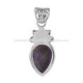 Designer Purple Copper Turquoise Gemstone 925 Solid Silver Pendant